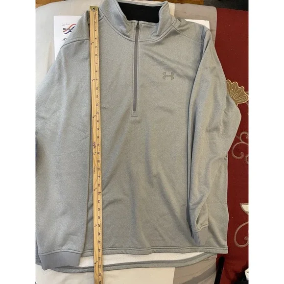 Under Armour ColdGear Quarter Zip Men 3XL Gray Loose Long Sleeve Pullover Fleece - Picture 7 of 8